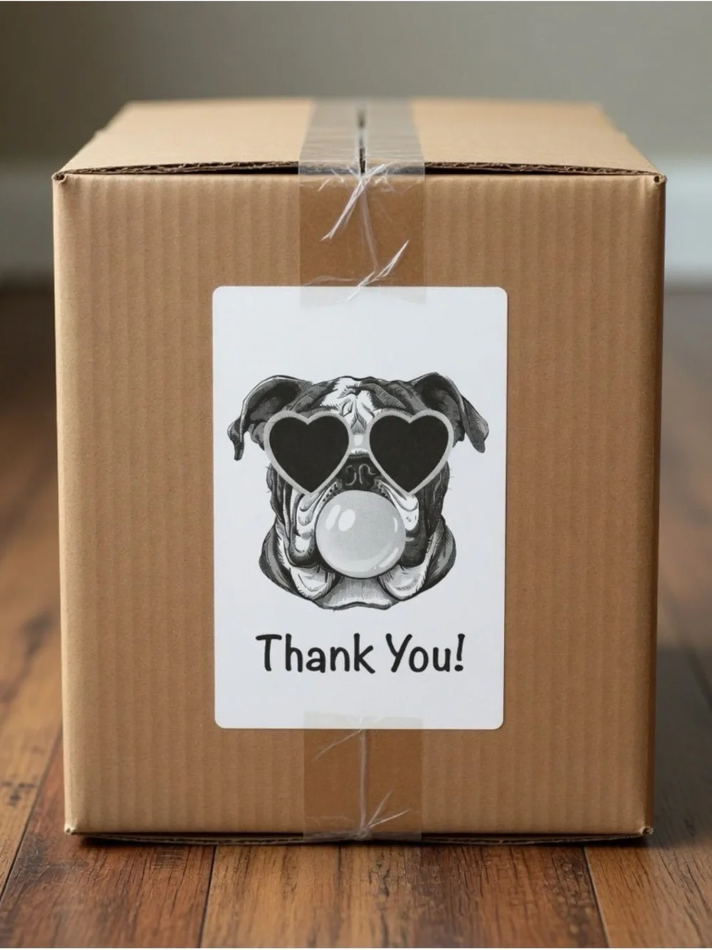 Old English Bulldog Thank You Labels 4”x6”-100ct.
